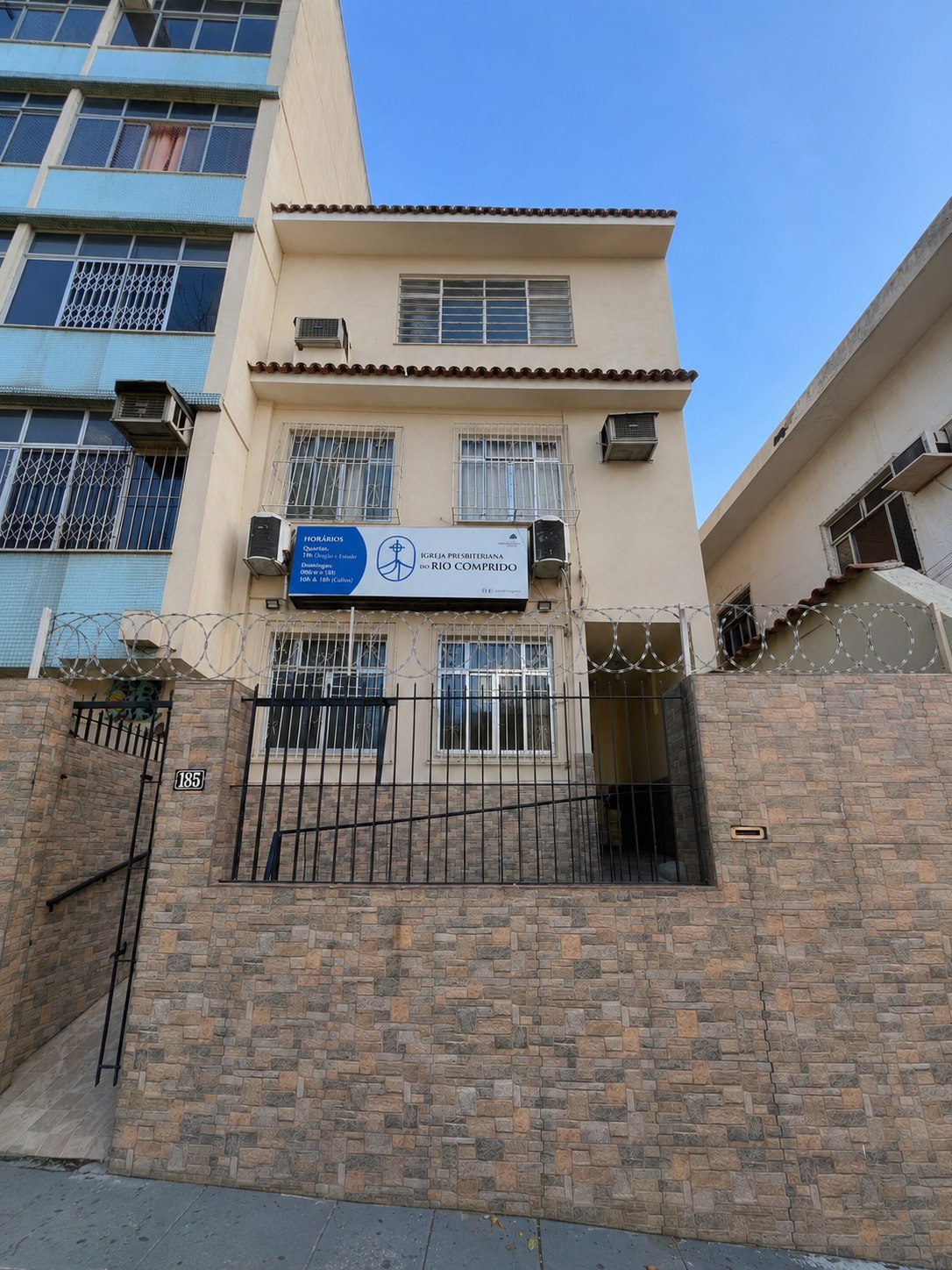 Fachada da Igreja Presbiteriana do Rio Comprido, na Rua Sampaio Viana